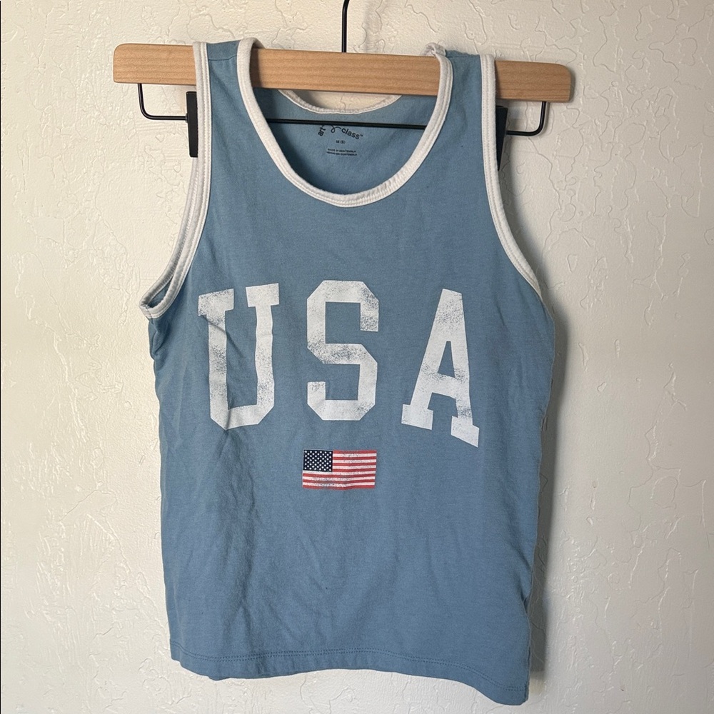 Art Class | Boys Blue USA Tank Top | Size Medium (8)